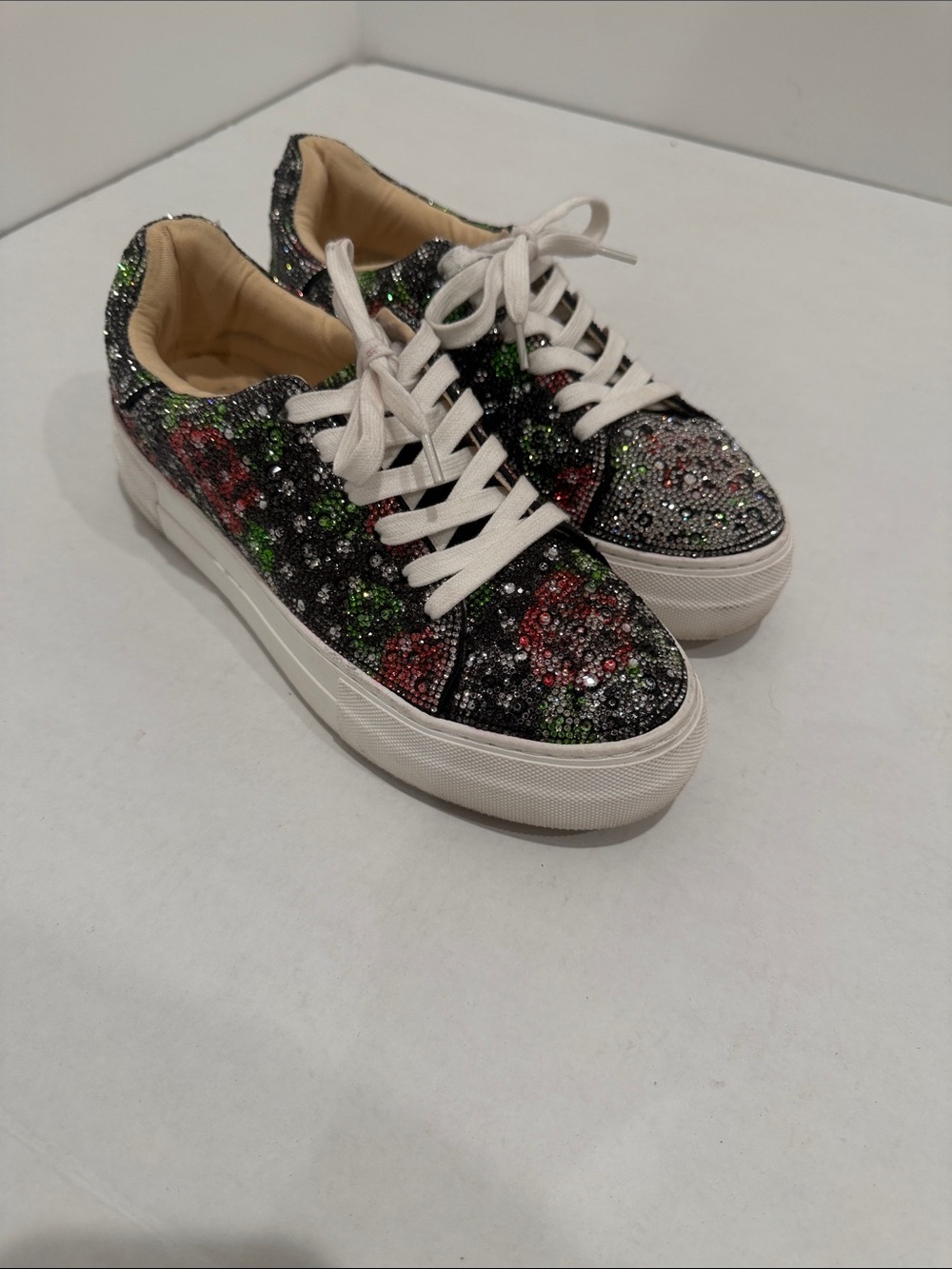 Betsey Johnson Sidney Floral Rhinestone Sneakers-size 9